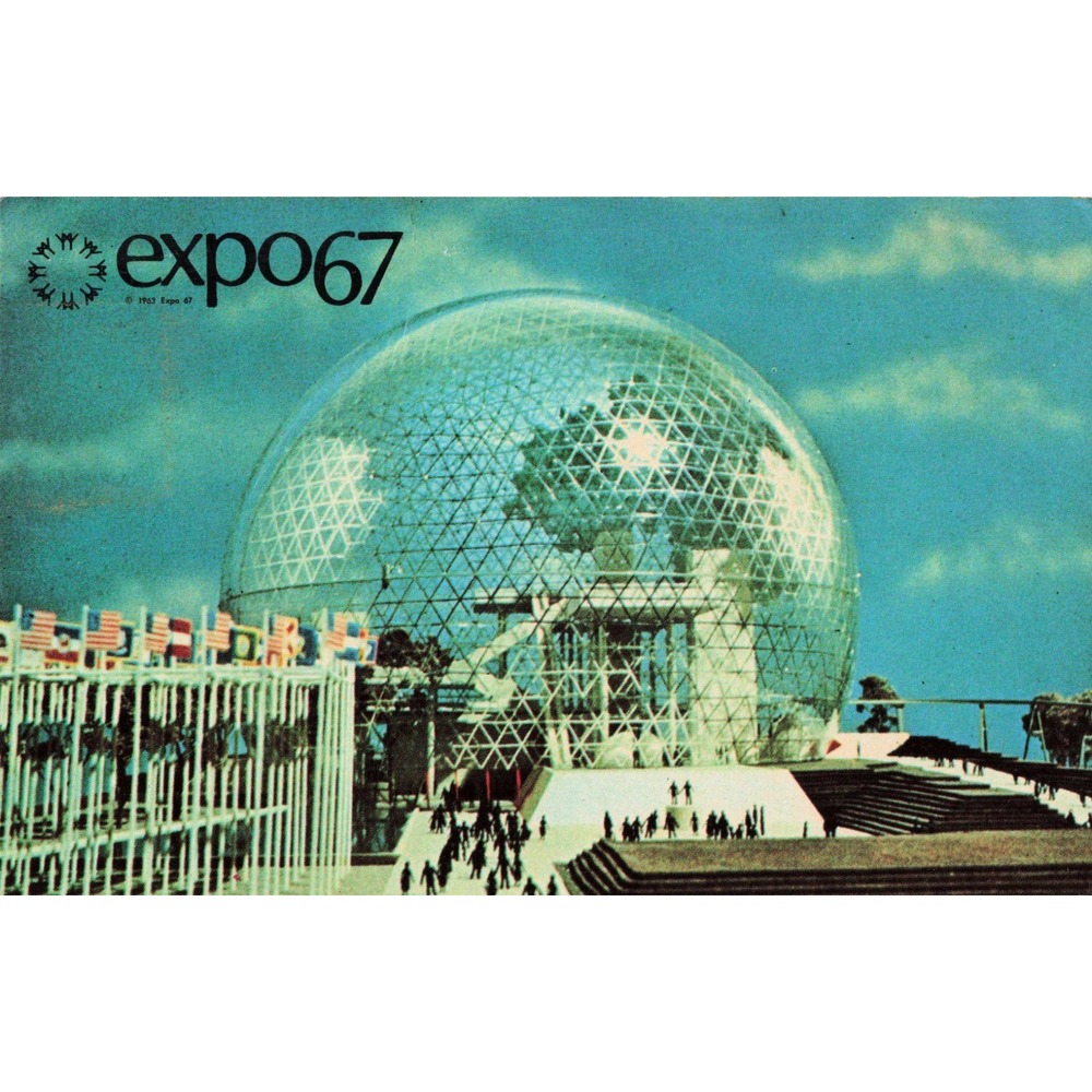 Vintage Expo 67 Montreal Postcard US Pavilion Geodesic Dome Postmarked 1967 VG - Picture 1 of 2